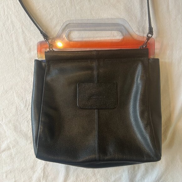 Min & Mon Creatures of the Future Black Leather Crossbody Handbag - Picture 4 of 6
